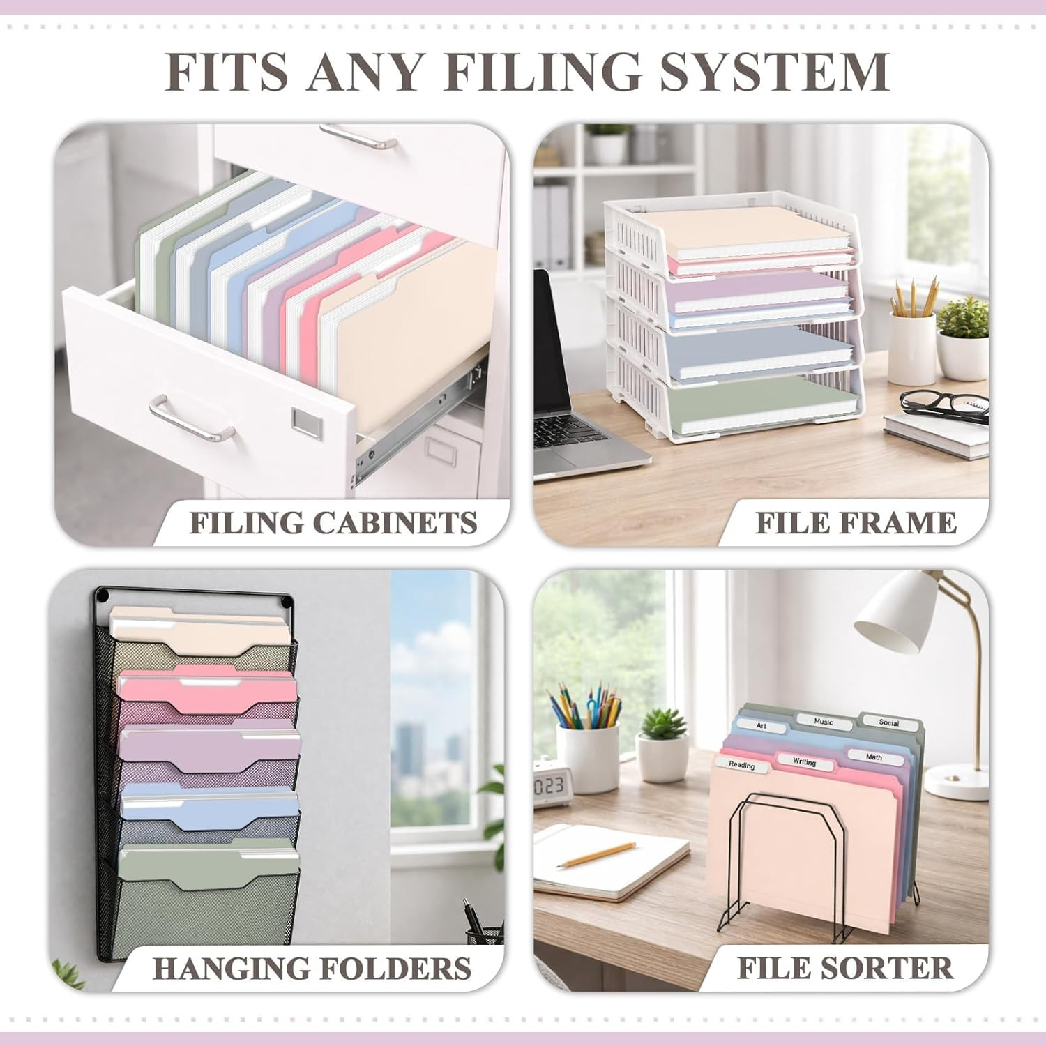30 Pack Plastic File Folders Heavy Weight, Poly Colored File Folders 1/3-Cut Tab