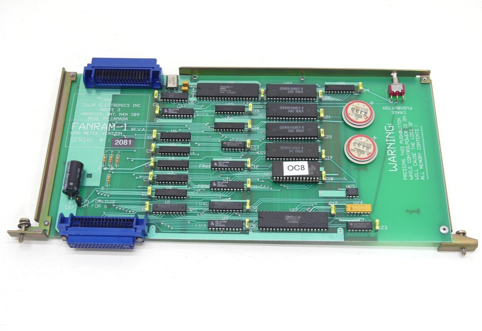 Tulip Electronics Fanram-1 Rev. A 1280 Meter Version Memory Board