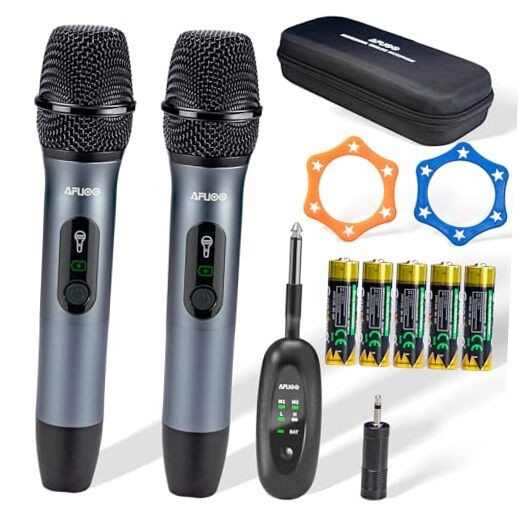 Wireless Microphone Set for Singing, Speech & Karaoke, 2.4GHz Dual-Mic