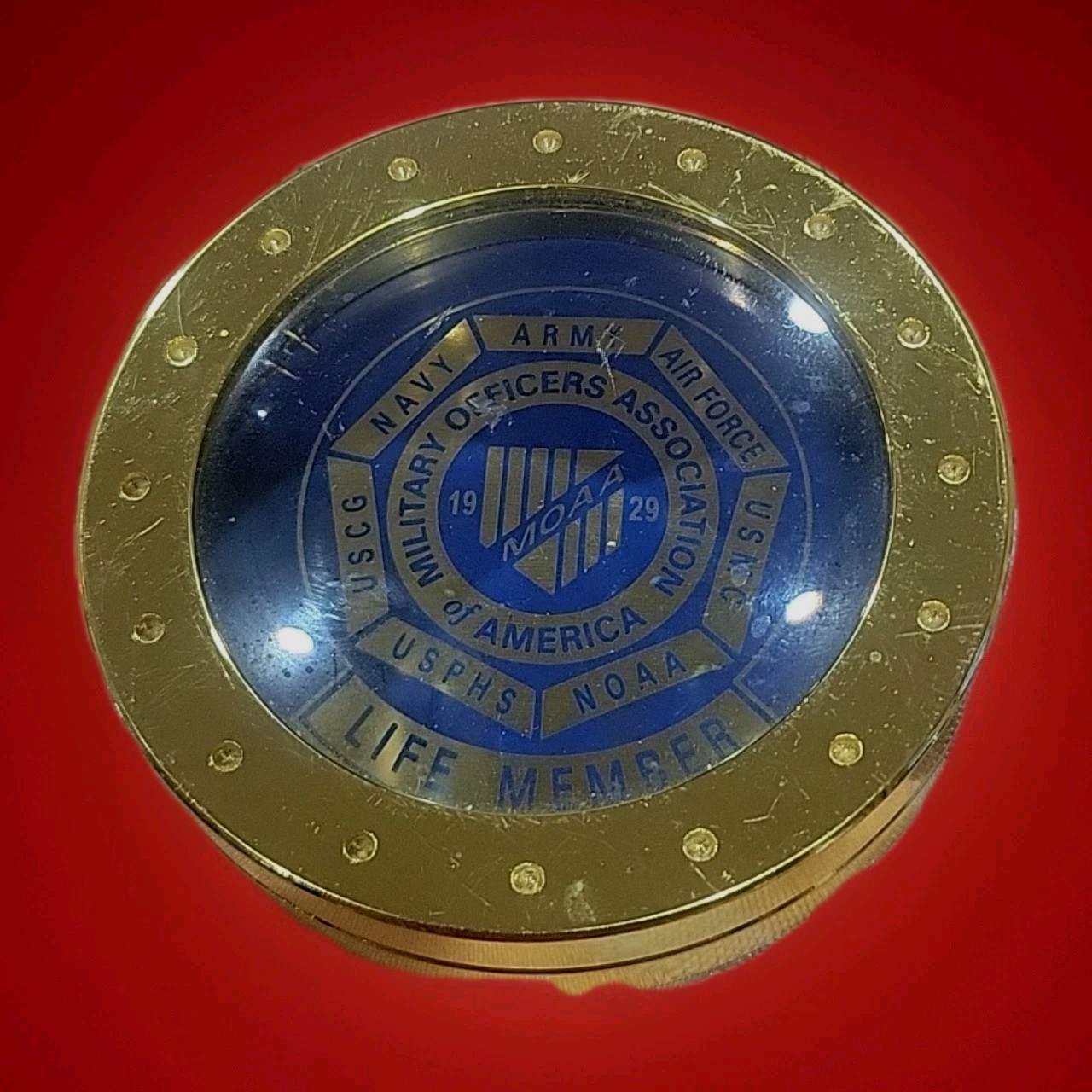 Military Officers Association of America Lifetime Member Paperweight Magnify 2.5