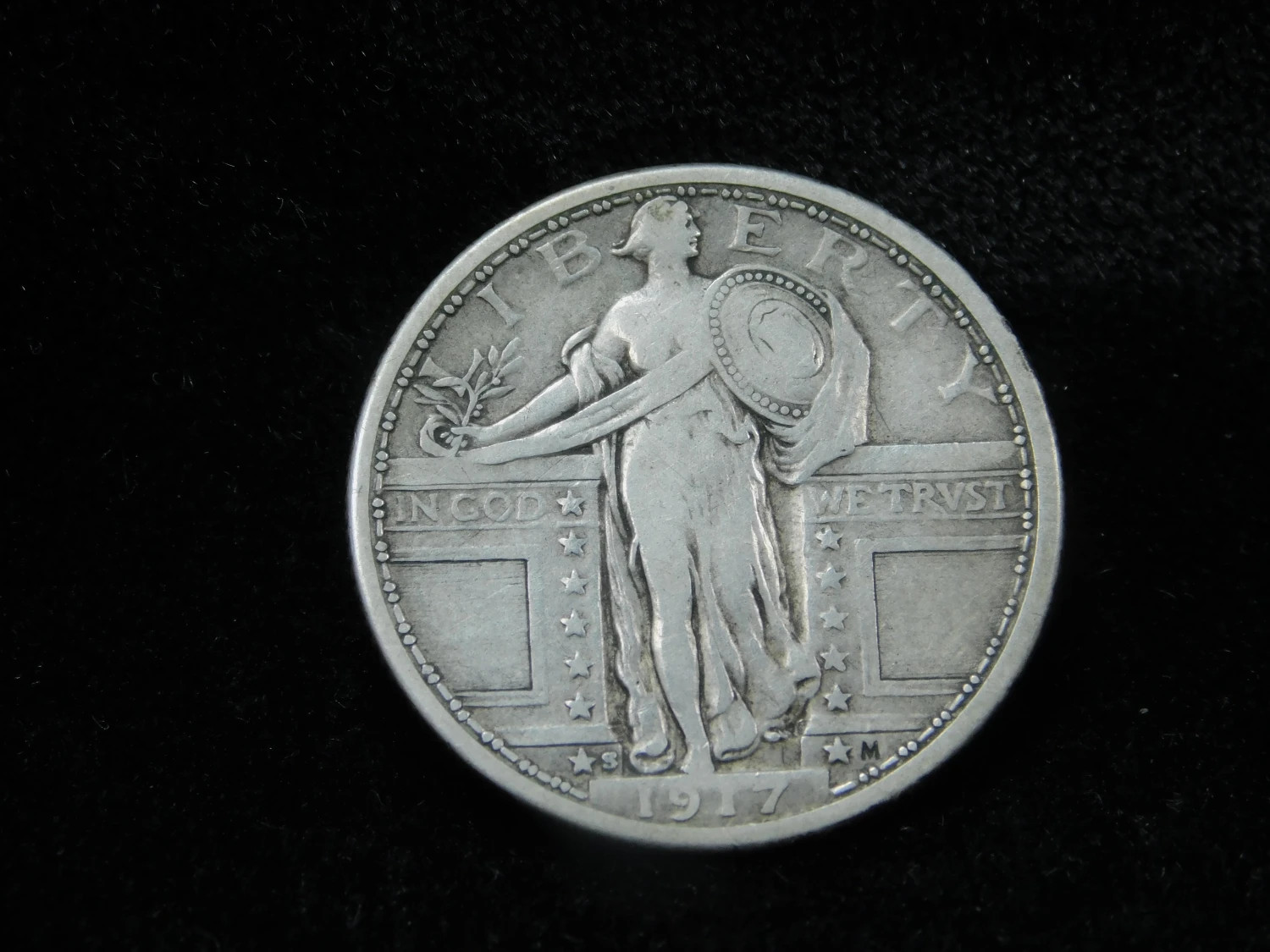 1917-S 25c Standing Liberty Silver Quarter - Type 1