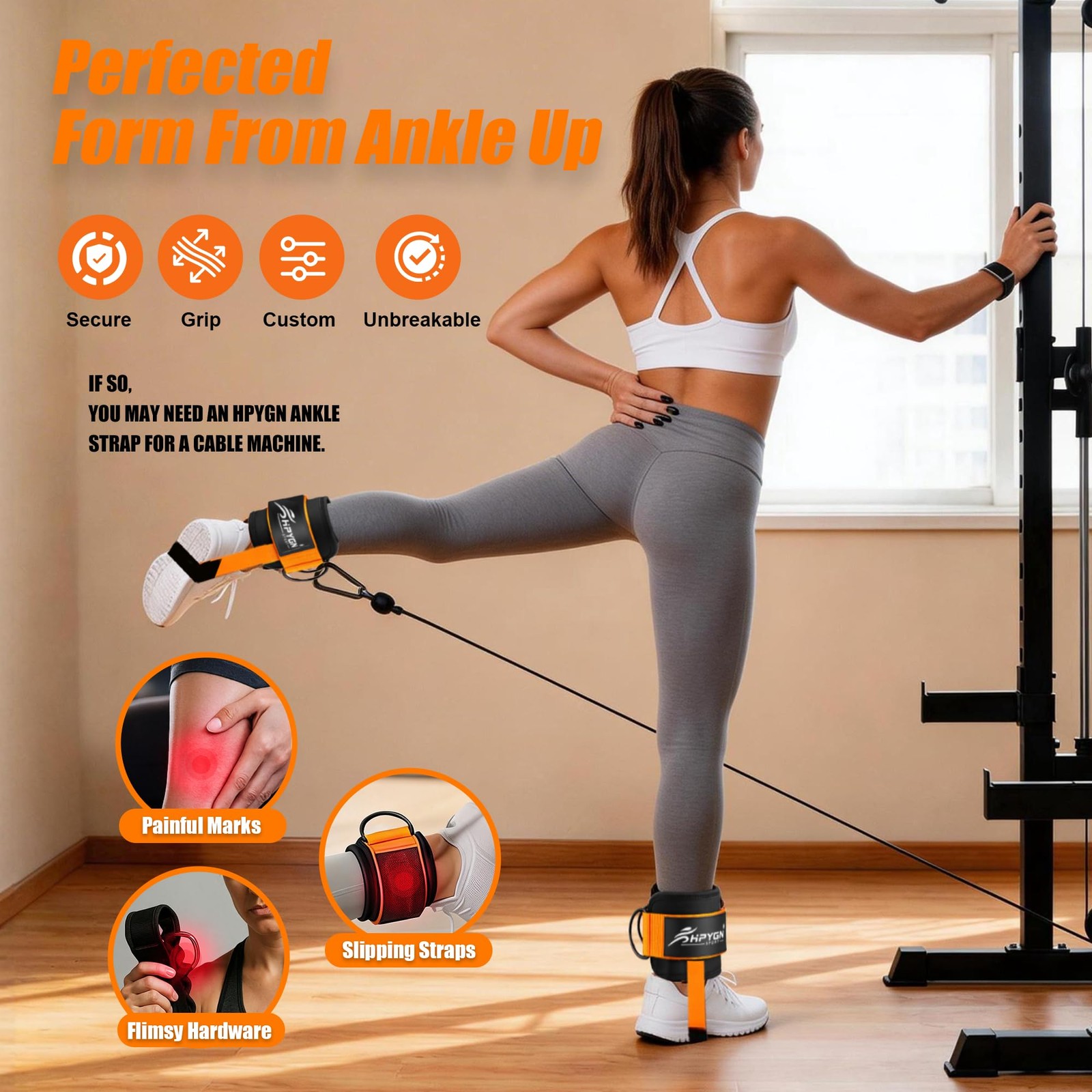 HPYGN Ankle Strap for Cable Machine, Padded Ankle Straps for Cable Machine Kic