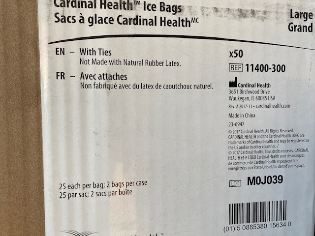 (Case of 50) Cardinal Health Reusable Ice Bag, 6-1/2" x 14", #11400-300