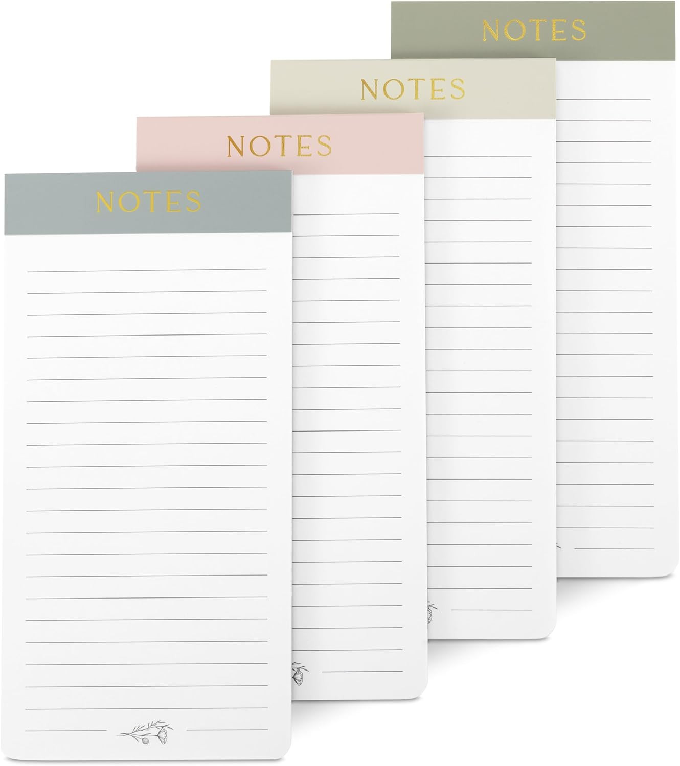 Beautiful Magnetic Notepads for Fridge - Set of 4 Modern Note Pads with Lined Pa