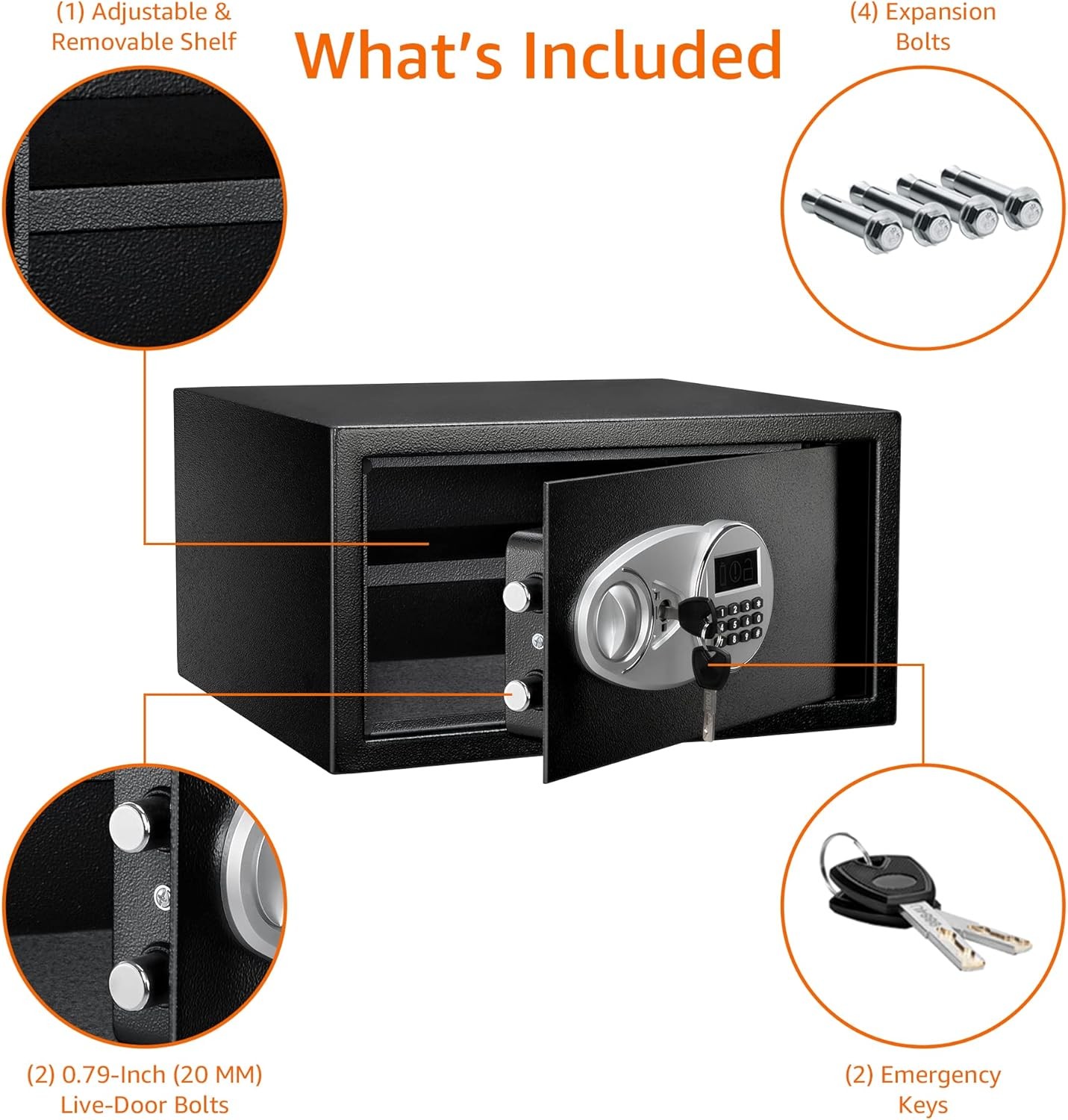 Amazon Basics Steel Security Safe and Lock Box with Programmable Electronic Keyp
