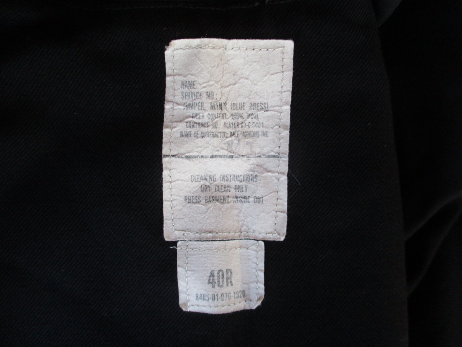 USN, Navy Blue Wool Crackerjack Dress Jumper Top with Rating Patch, size 40 R