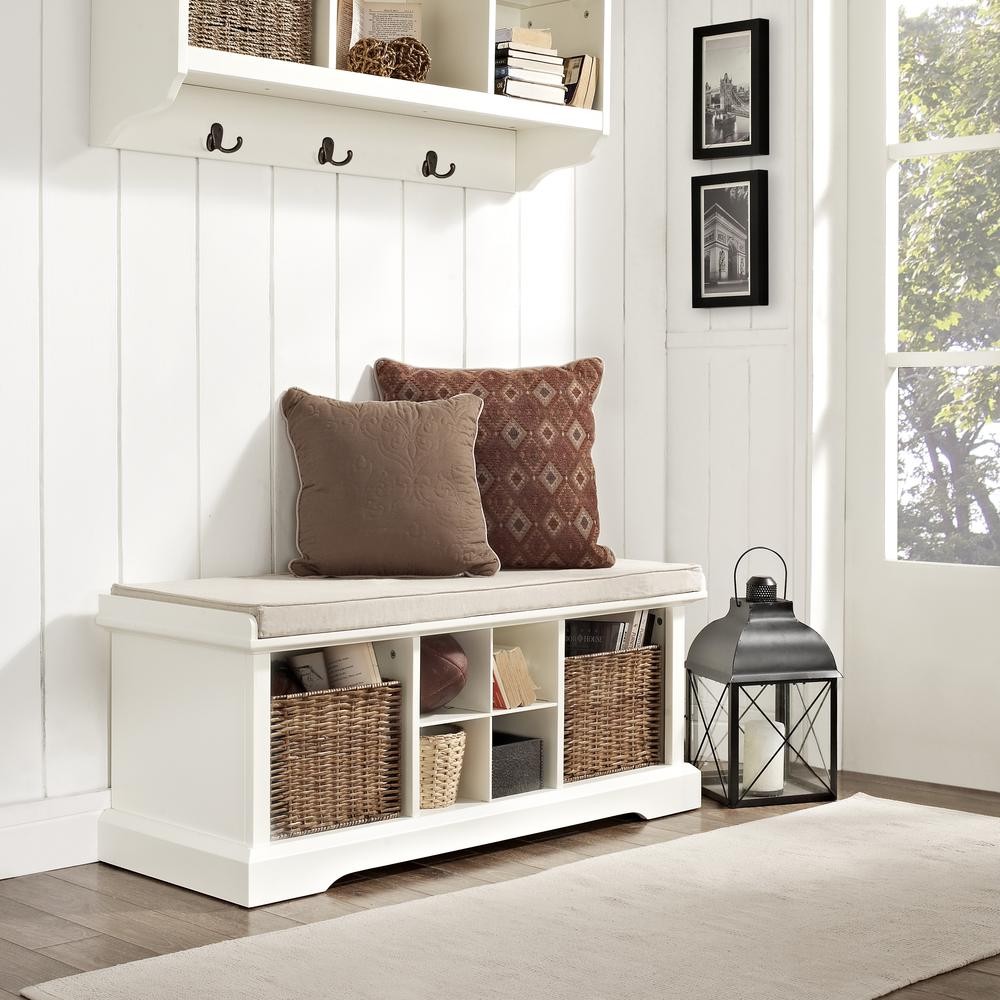Brennan Entryway Storage Bench - Bench, 2 Wicker Basekets
