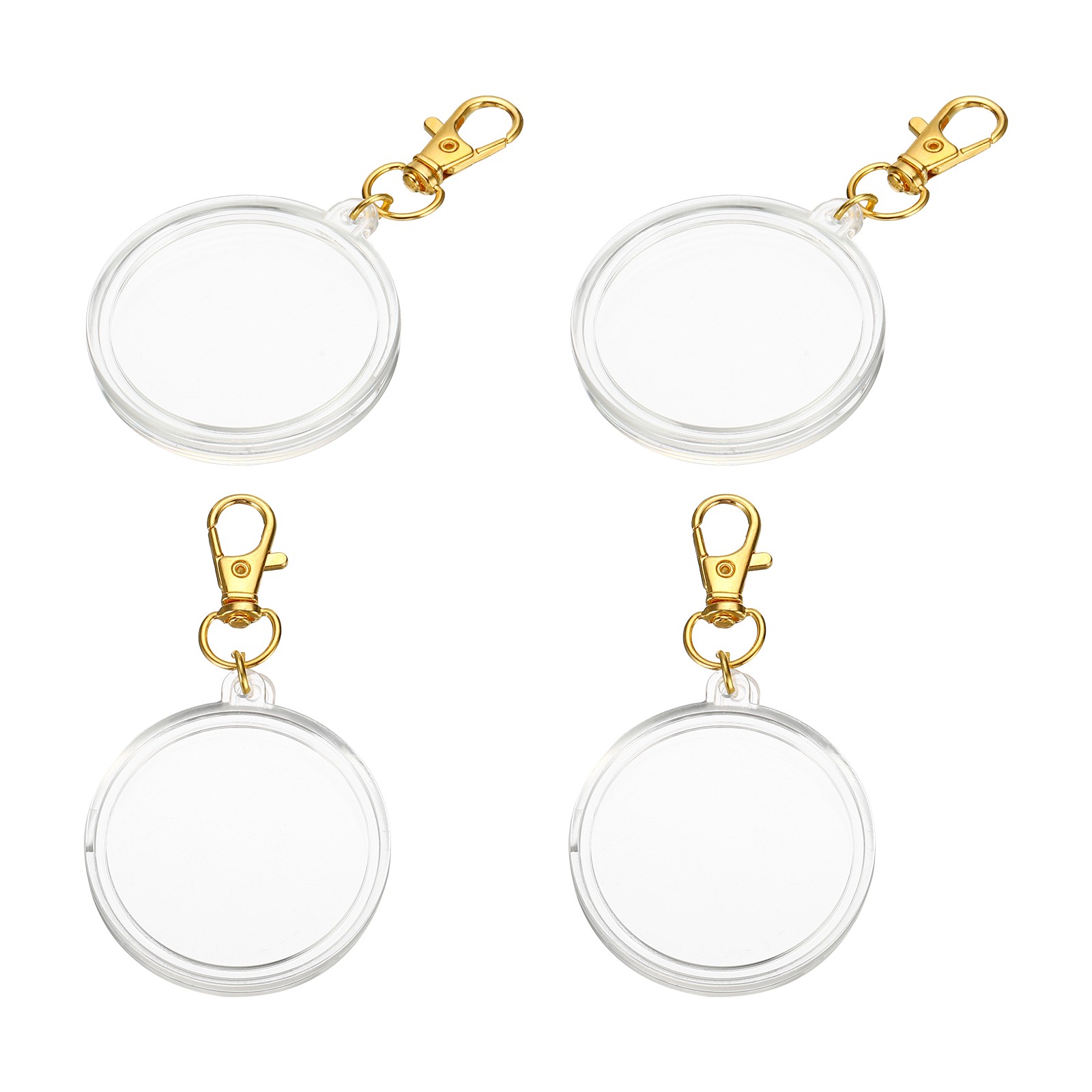 40mm Coin Holder Keychain, 4Pcs Coin Case with Key Ring Buckle, Golden