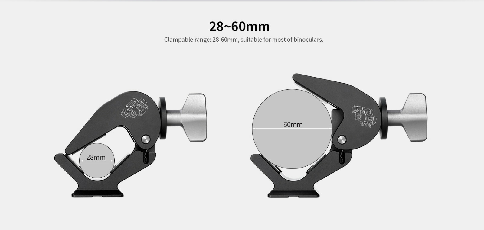 【Leofoto USA】Leofoto BC-02 Binocular Adapter/ARCA Dovetail For Diameter 28-60mm