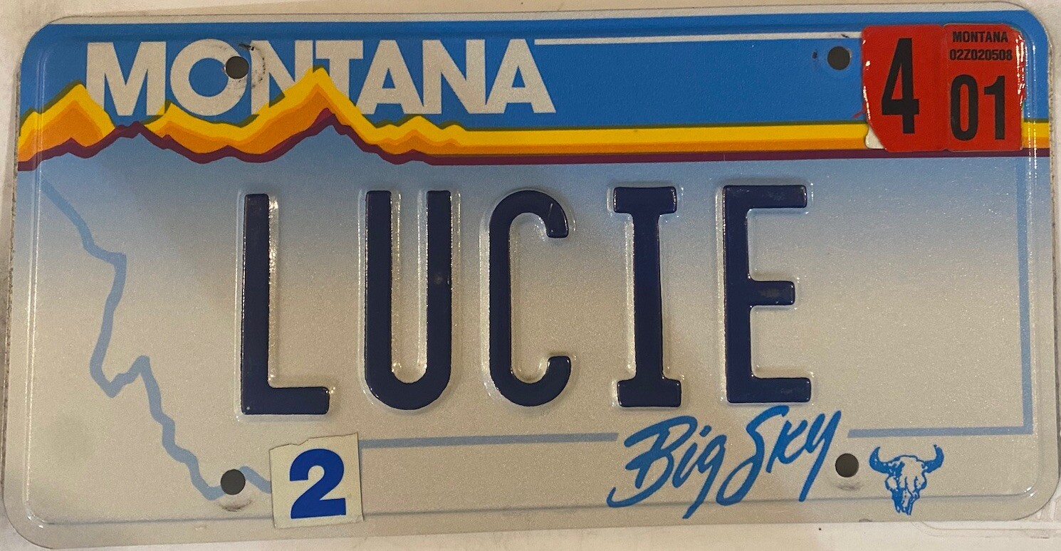 Vanity LUCIE LUCY LUCI license plate Lucia Luce Luciana Luella Lucetta Lucinda