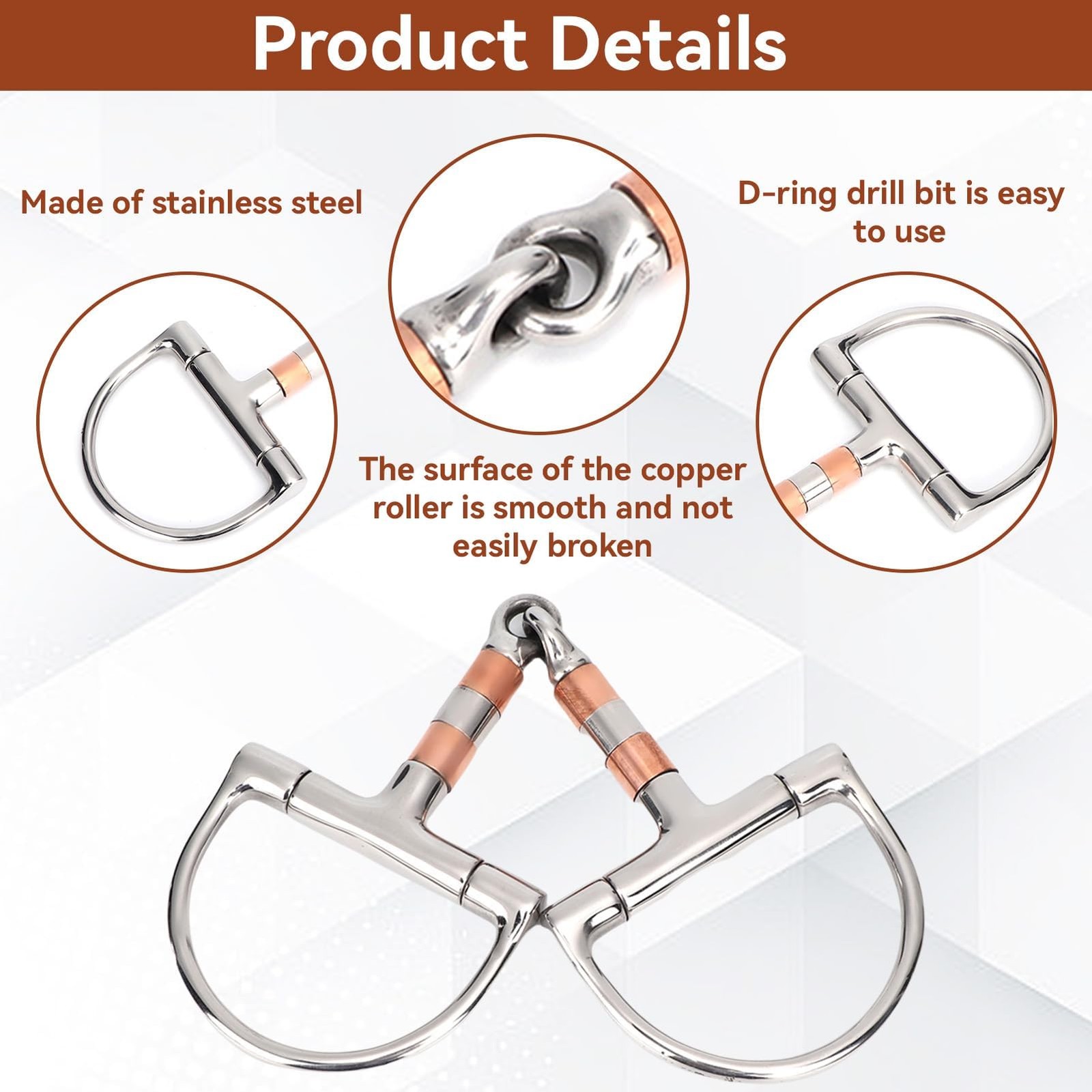 Horse Bits, Professional Ring Snaffle Bit With Jointed Copper Mouth Snaffle...