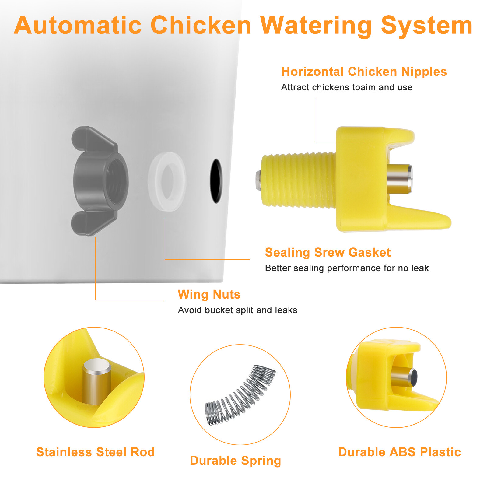 15Pcs Automatic Chicken Nipples Waterer with Drill Bits No Leak Poultry Drinking