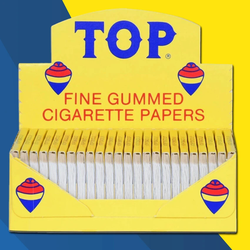 AUTHENTIC TOP FINE GUMMED CIGARETTE ROLLING PAPERS  24 BOOKS / 100 LEAVES PER