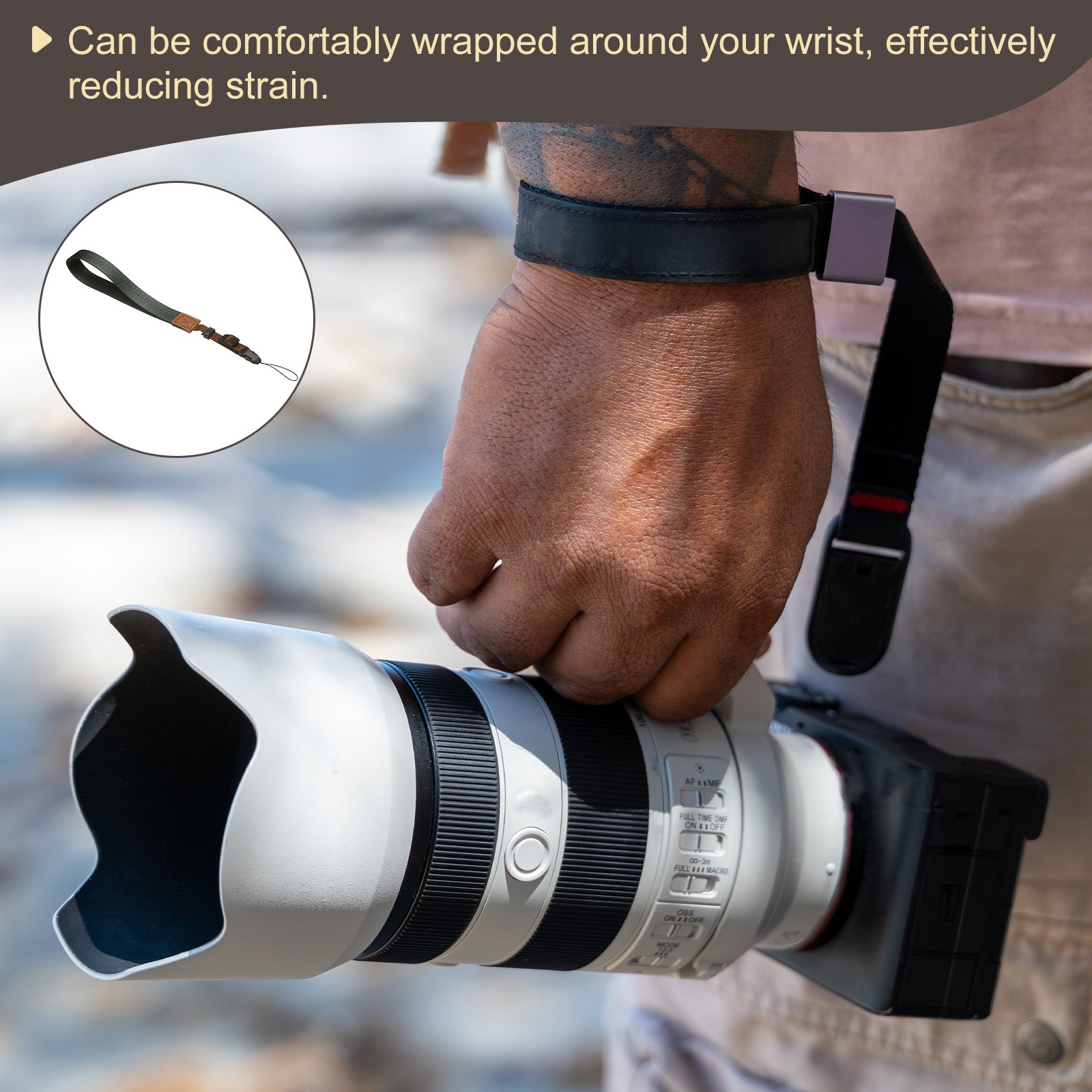 2pcs Camera Wrist Strap (Gray) Safety Adjustable Camera Hand Strap Lanyard