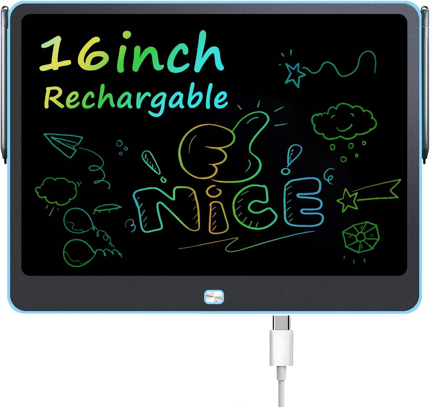 Rechargeable LCD Writing Tablet for Kids, 16 Inch Colorful Drawing Tablet, Educa