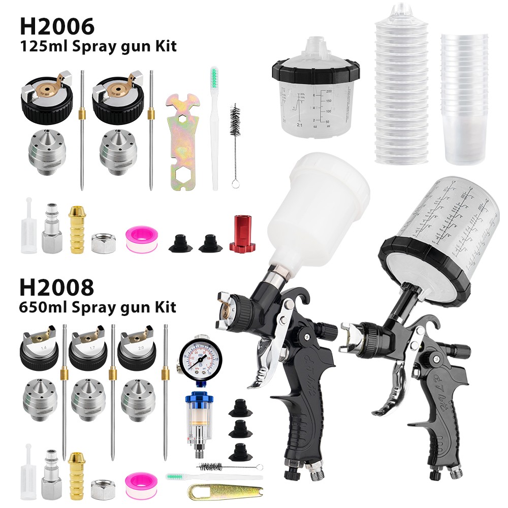 HVLP Spray Gun Kit  1.4/1.7/2.0mm, Auto Paint Gun for Cars, Furniture & DIY