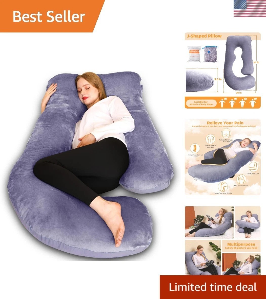 Adjustable Full Body U-Shaped Pregnancy Pillow - Removable Cover for Easy Care