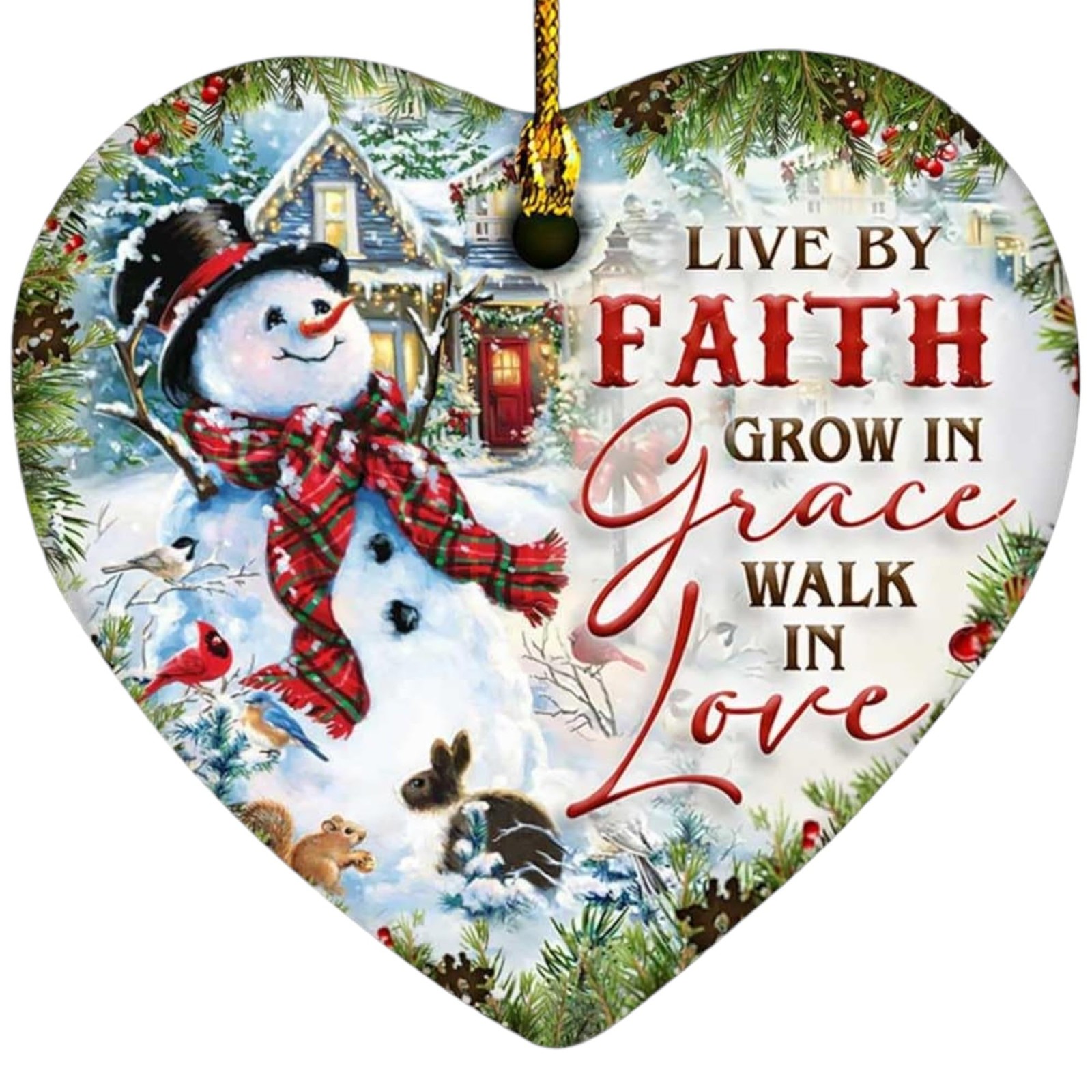 Sportyzen 2025 Christmas Ornament - Inspirational Snowman Live By Faith