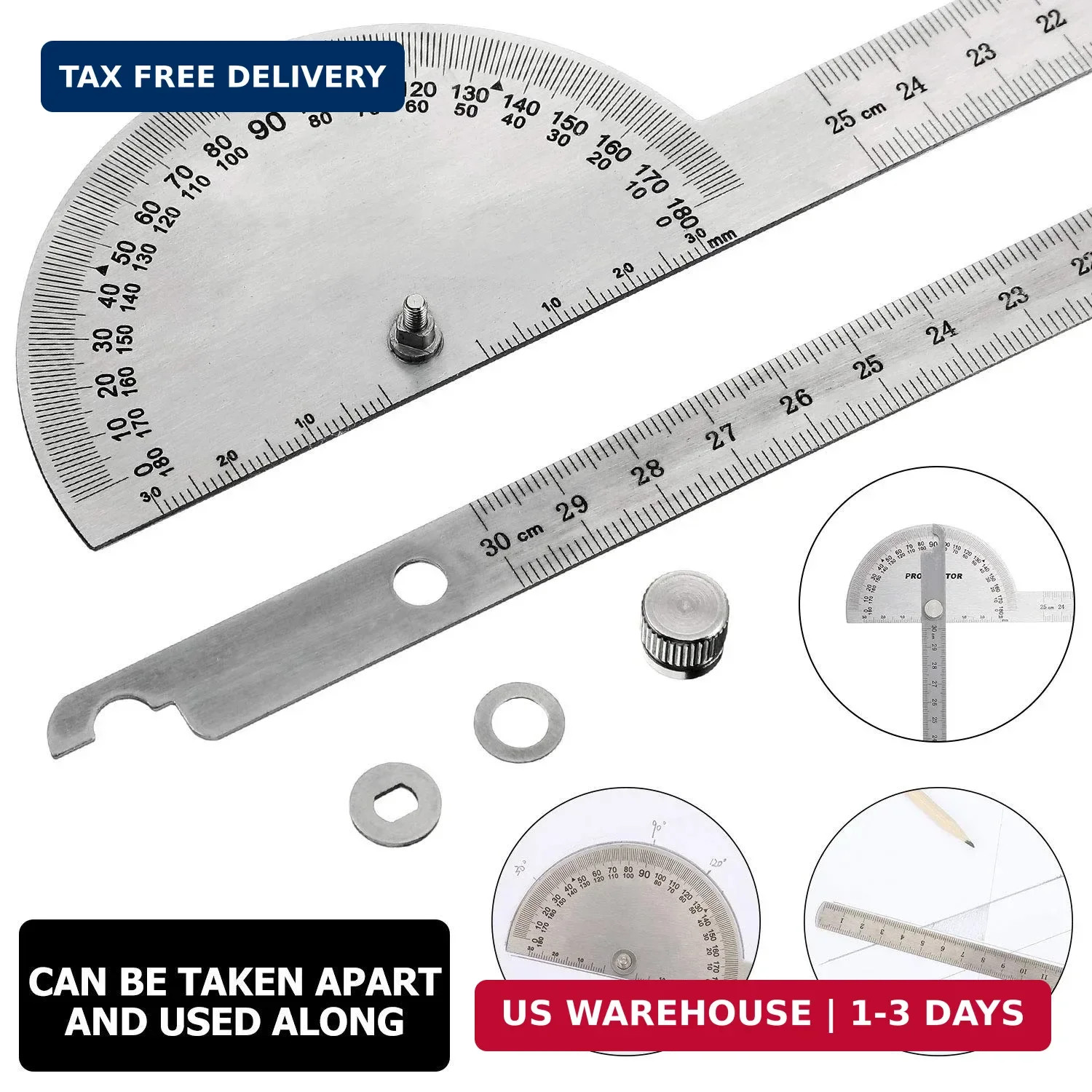 Angle Protractor Angle Finder Ruler Two Arm Stainless Steel Protractor Woodworki