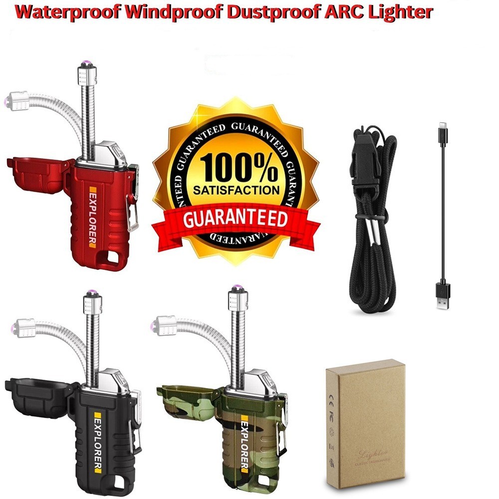 Plasma Arc Electric Lighter USB Rechargeable Extendable Nose Waterproof Whistle