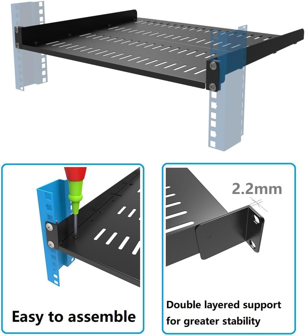 1U Cantilever Server Shelf Depth Adjustable 14-17 Inch,Vented | Universal Server