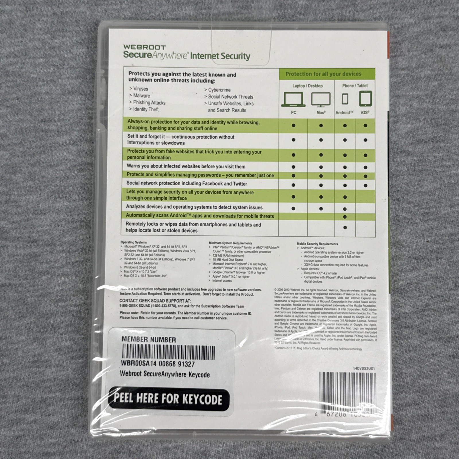 Webroot SecureAnywhere Internet Security w/ Antivirus New Sealed