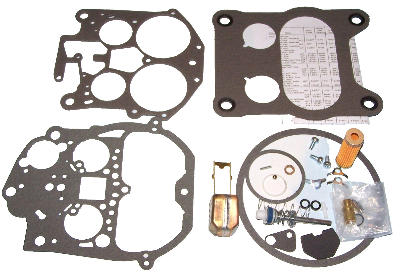 75 - 80 Olds Pontiac 307-455" Quadrajet Carburetor Rebuild Kit w/ Float Filter