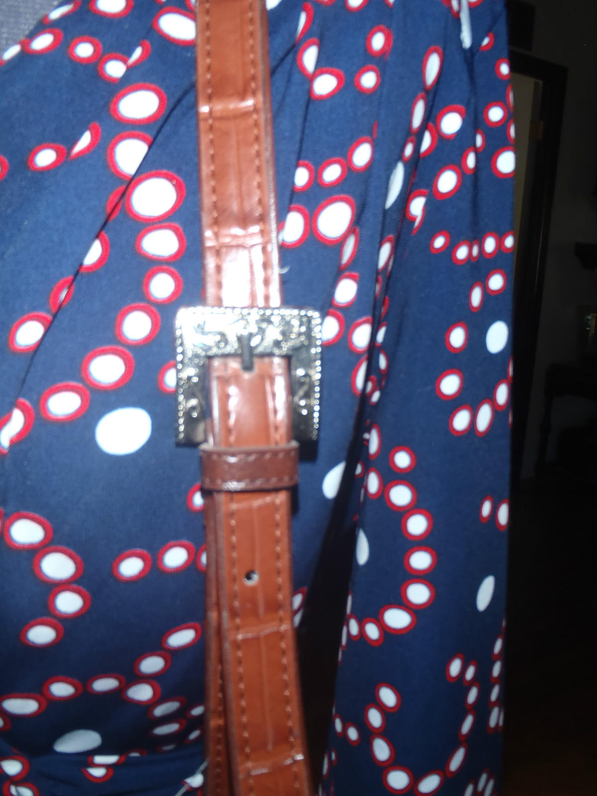 Western faux leather strap 44 inches long shoulder strap w/ buckle tobacco brown