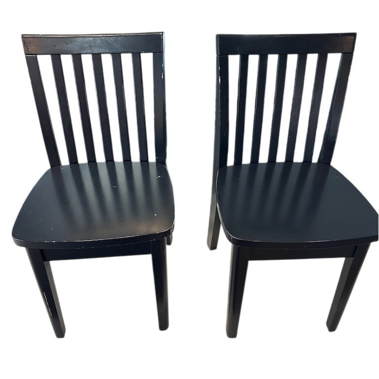 Pottery Barn Carolina Kids Chair Set of 2 Navy Slat-Back Wood Dining. $198 Orig.