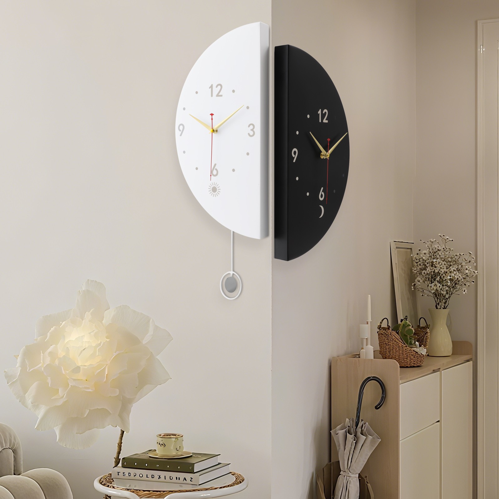 Wall Clock Decoration, Double-sided Corner Wall Clock, Modern Wall Clock