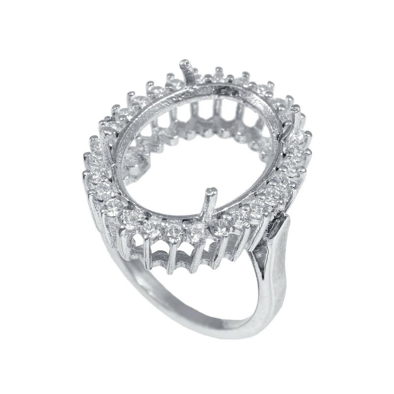 Semi Mount Ring Stone Setting Size 16X12 MM Oval Shape 925 Sterling Silver Ring