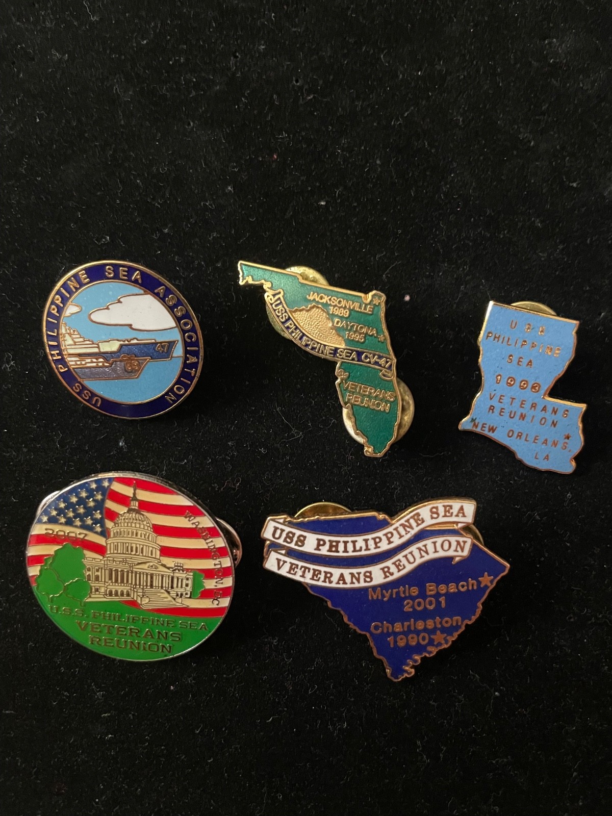 USS Philippine Sea Association Navy Military Reunion Pins Set of Five