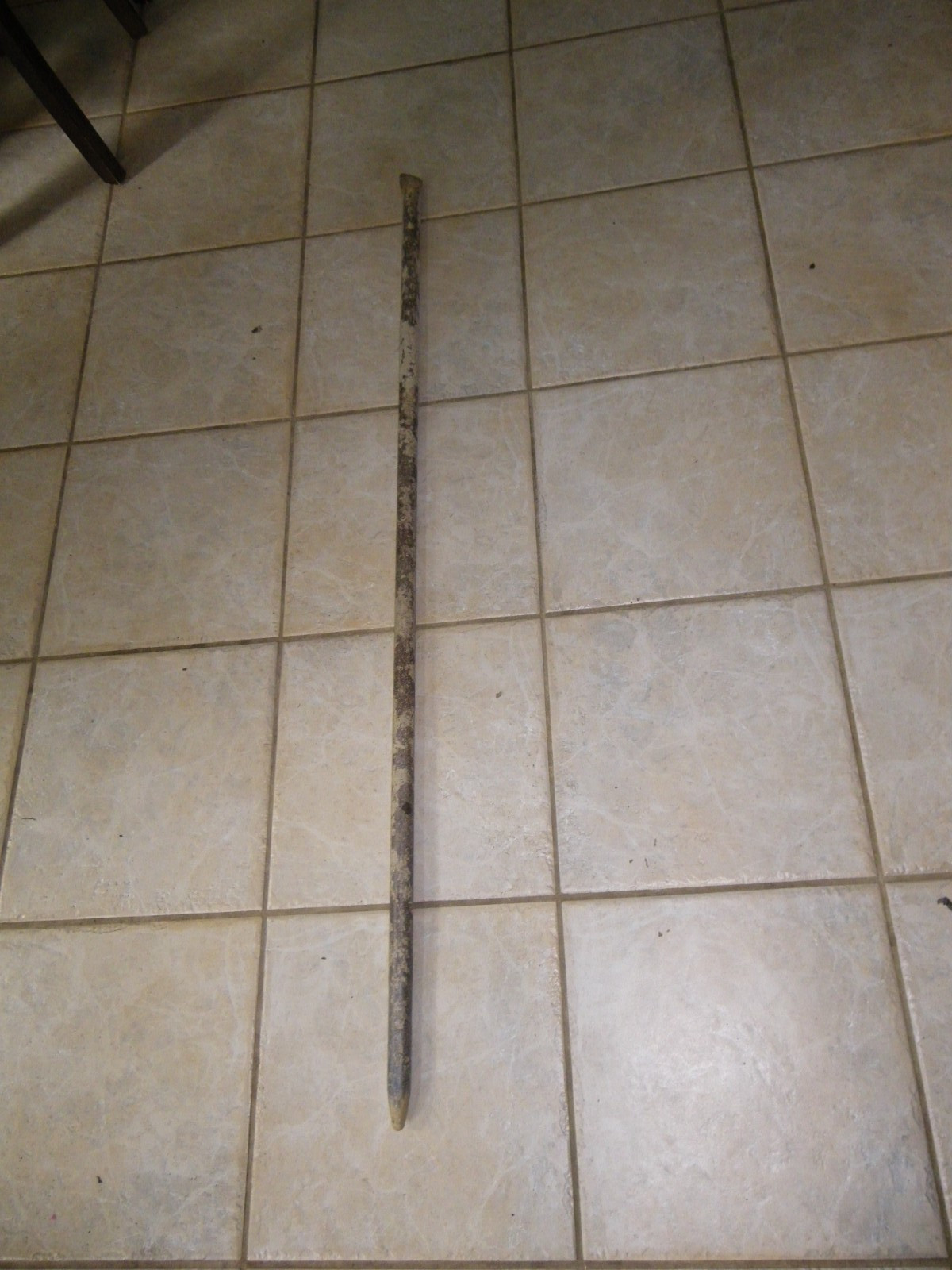 Vintage 52" Heavy Duty Steel Post Digging Pole Round Wrecking Pry Bar Patina!