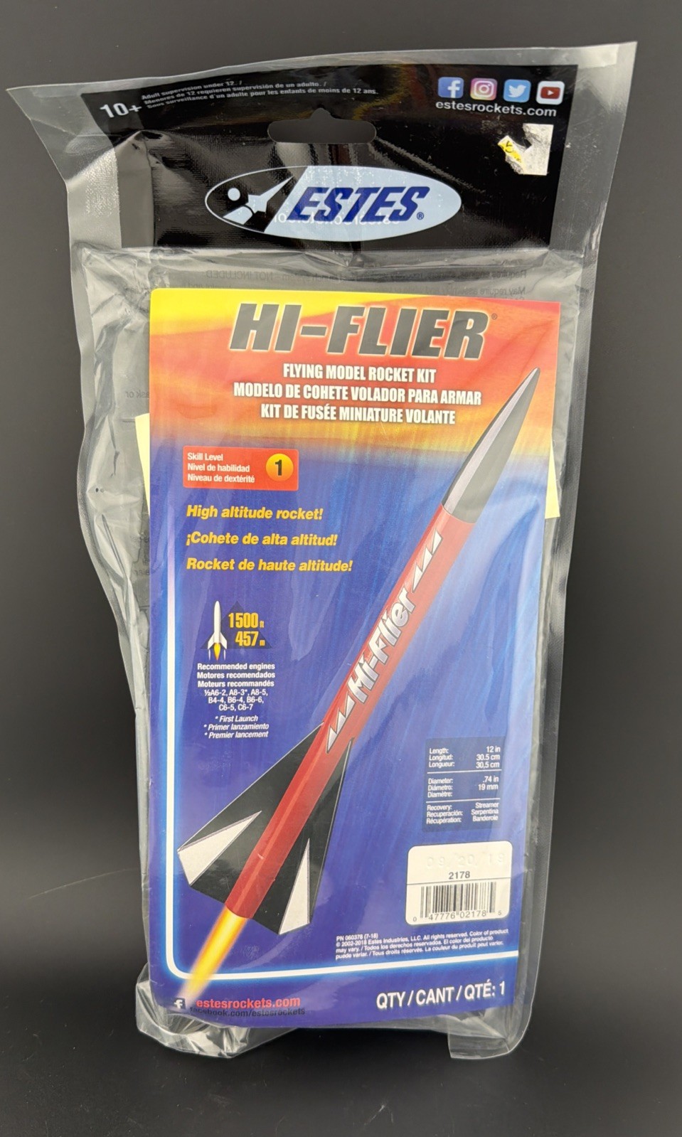 Estes 2178 Hi-Flier Flying Model Rocket Kit (Intermediate Skill Level)