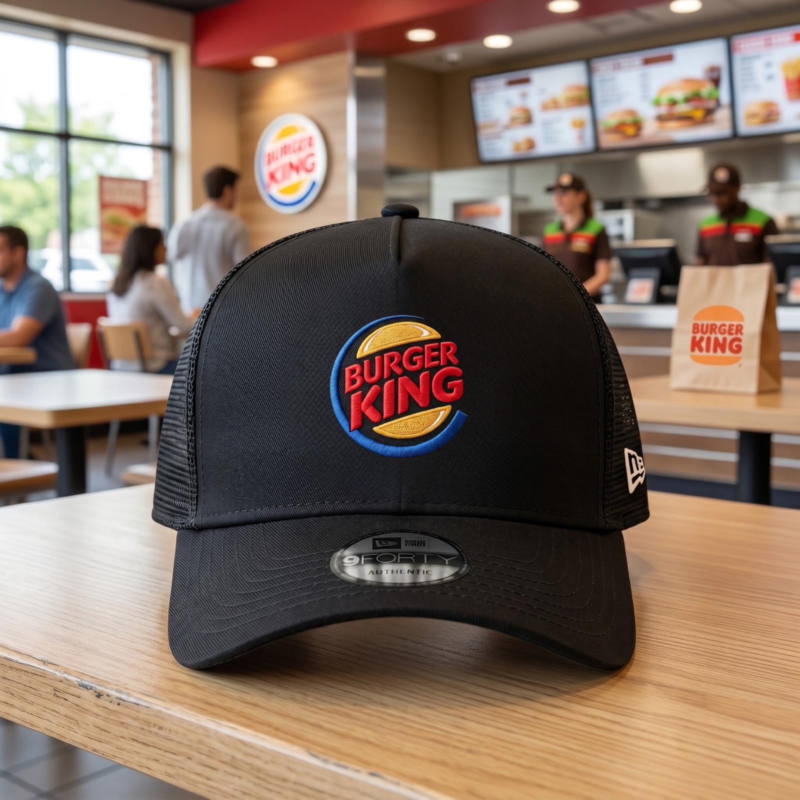 Burger King Embroidered Black Trucker Hat Mesh Adjustable Cap