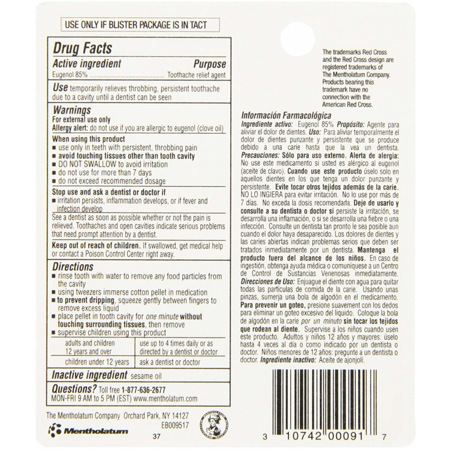 4 Pack Red Cross Toothache Complete Medication Kit 0.12Oz Each