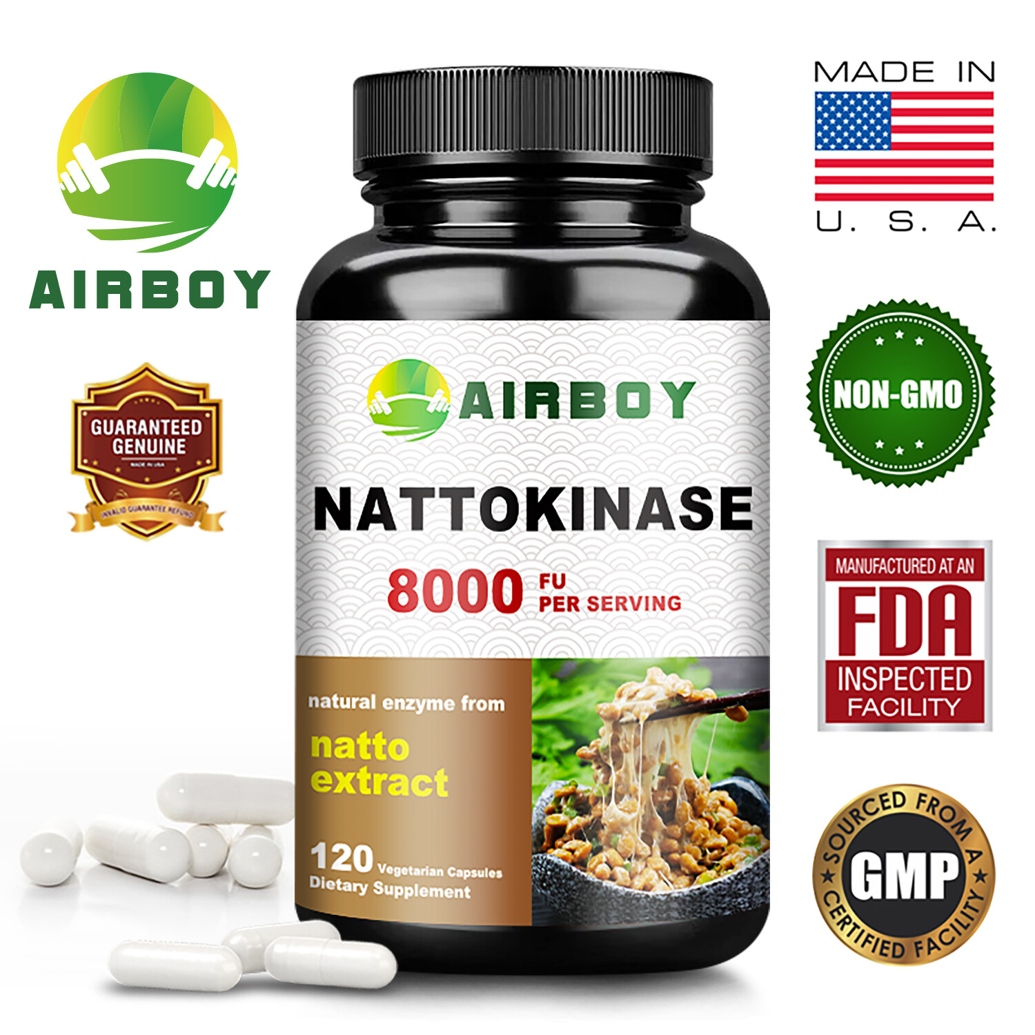 Nattokinase 8,000 FU - Heart & Cardiovascular Health, Circulatory Support