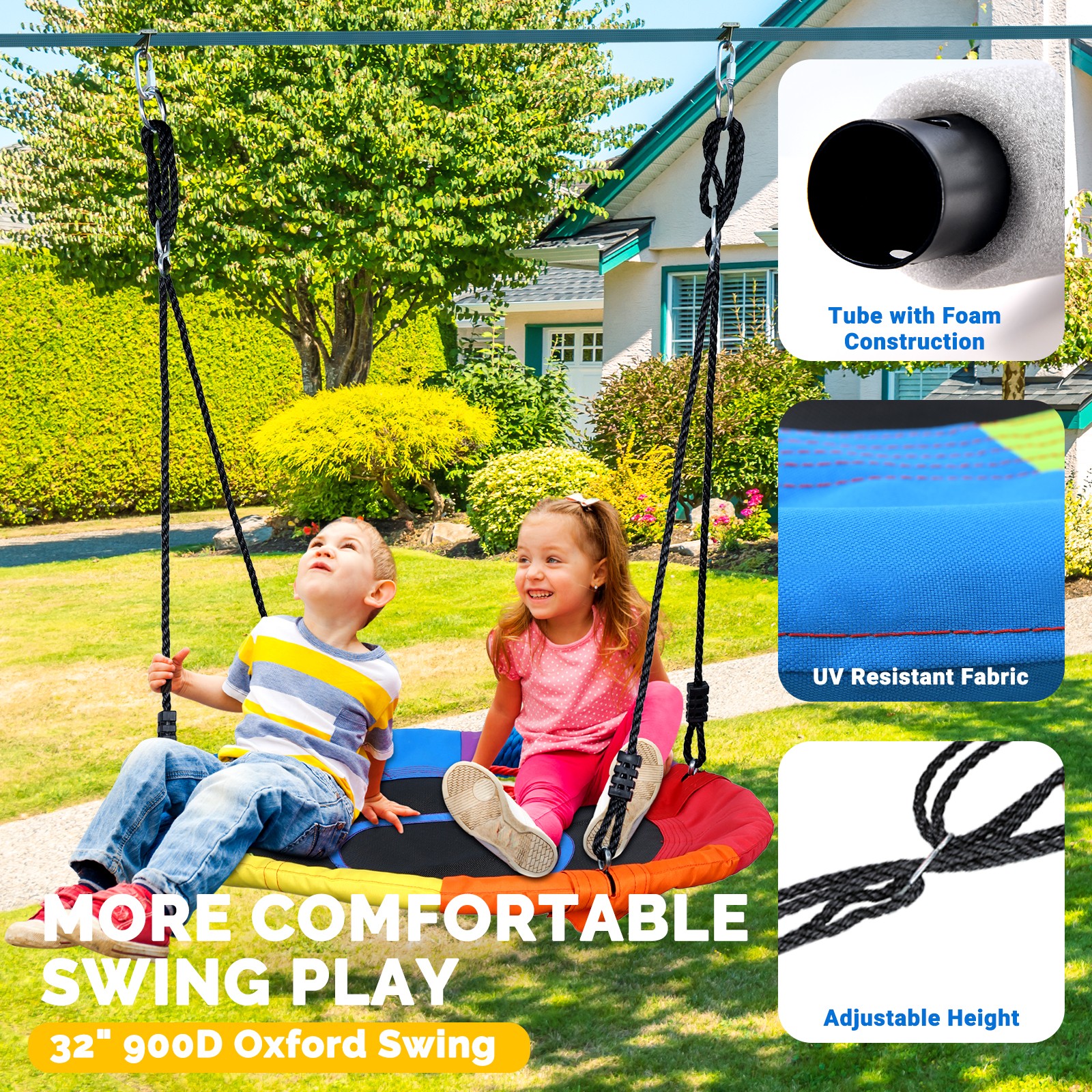 Jugader 50ft Ninja Warrior Hanging Obstacle Course Slackline Monkey Bars w/Swing