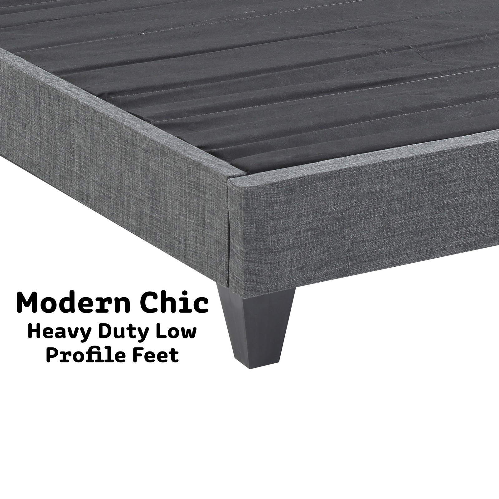 Grey Polyester Upholstered Platform Bed Frame, California King
