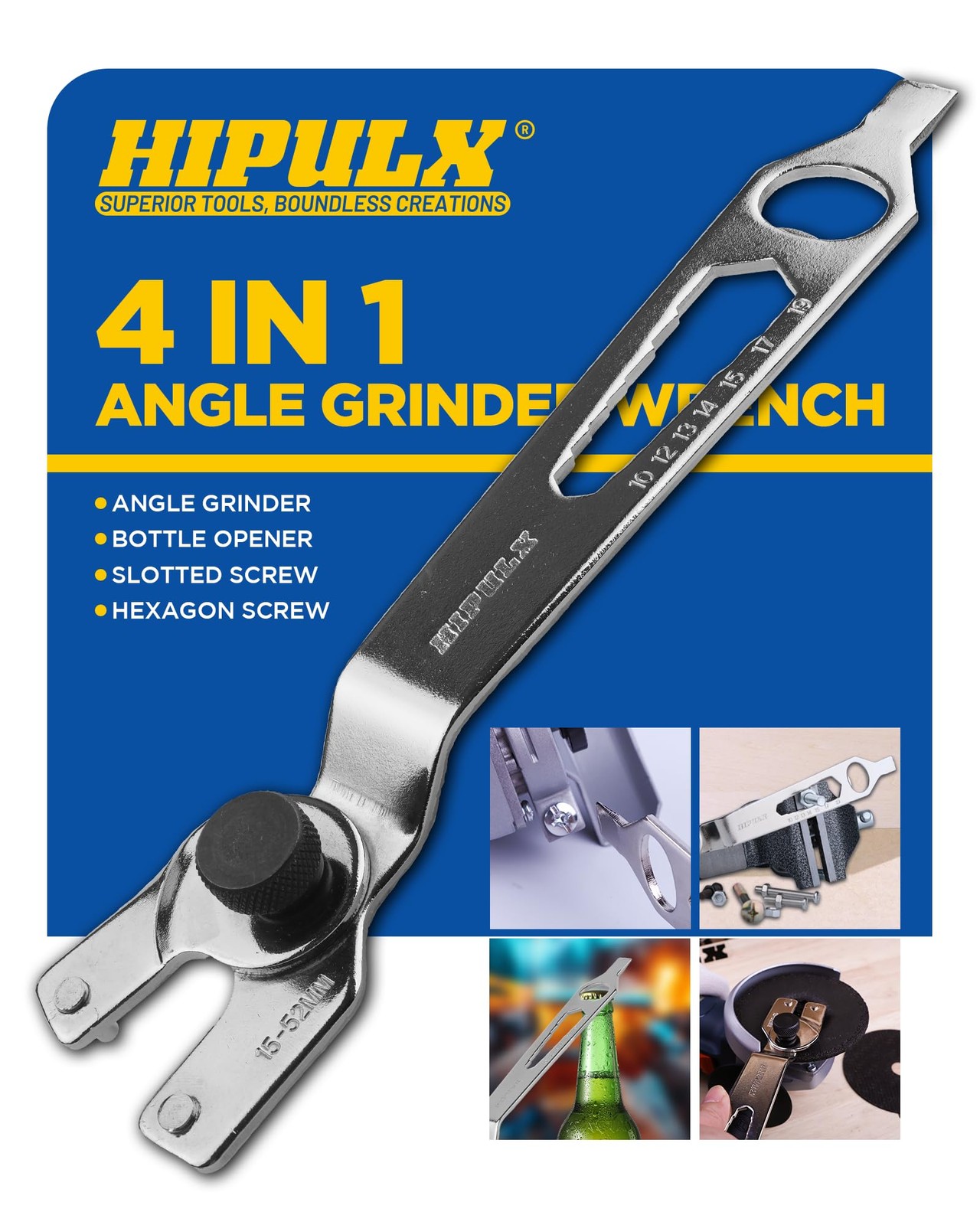 HIPULX 4-in-1 Angle Grinder Wrench | Multi-Function Pin Spanner | Adjustable ...