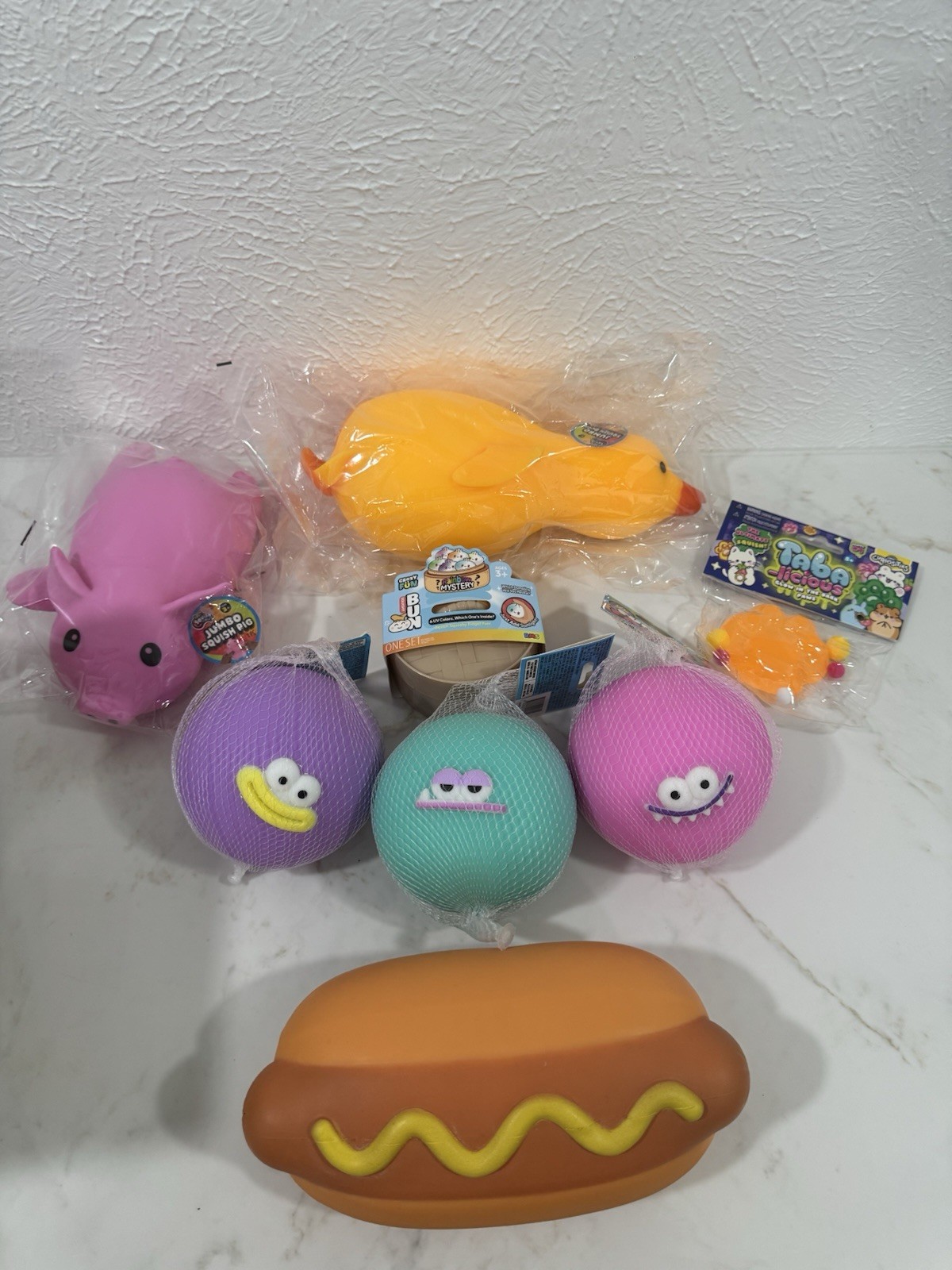 Squishy Bundle🔥 DumplingUV +3FACE Funny+Jumbo Duck+Pig Jumbo+Hot Dog Jumbo+Taba