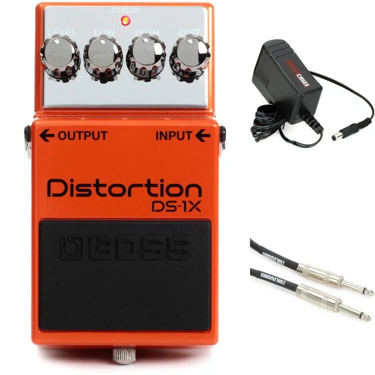Boss DS-1X Distortion Pedal with Power Supply and Cable
