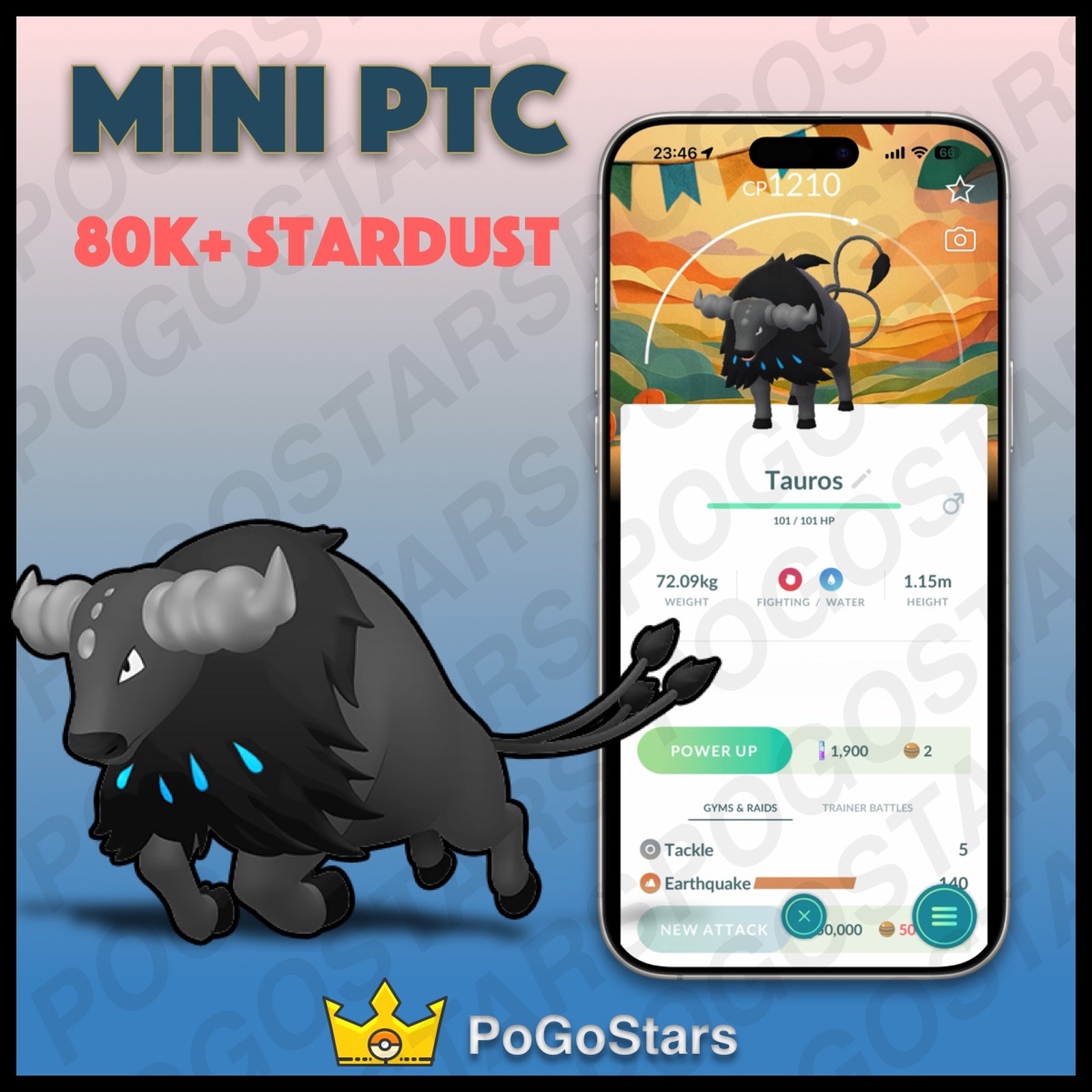 Pokémon PTC GO - Tauros Paldean Aqua Breed - Arraiá Do✨Special Background✨