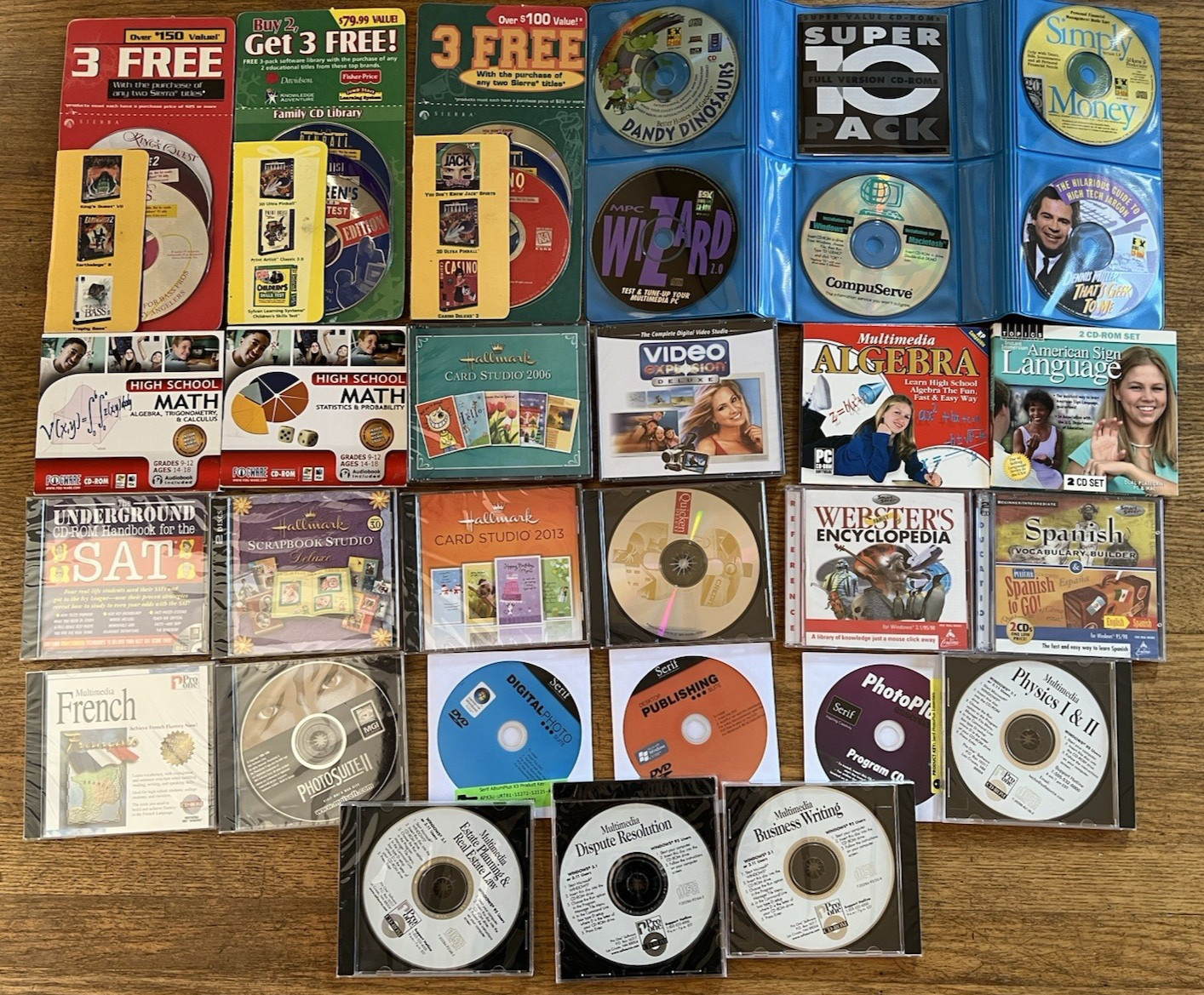 Lot of 40 PC CD-ROM Games & Software Kids Educational Photo Publishing New