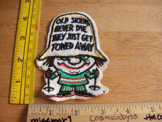 1970s Old Skiers never die they just get towed away cartoon vintage patch