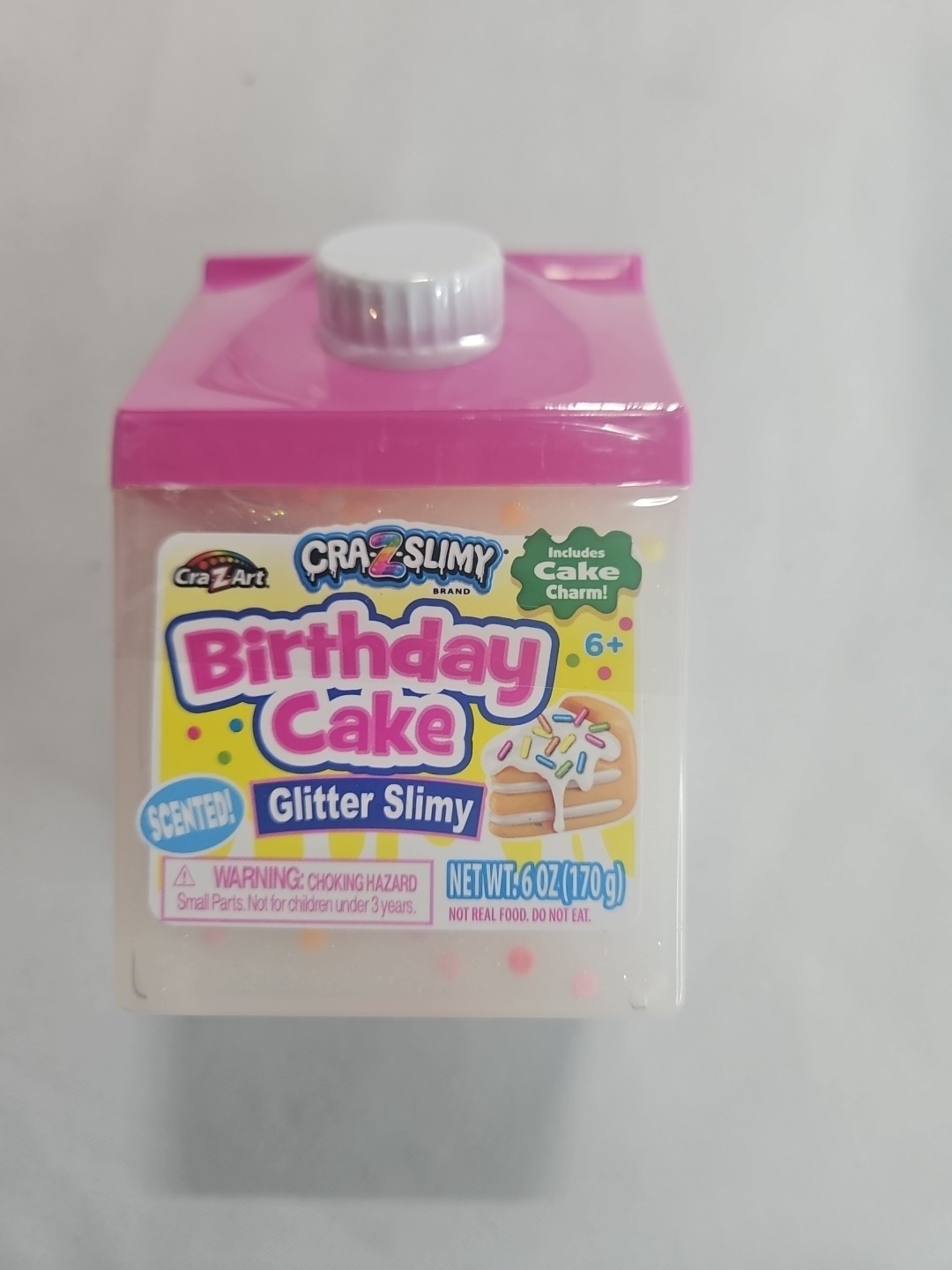 New Cra-Z-Slimy Birthday Cake Glitter Scented Slime with Cake Charm A6