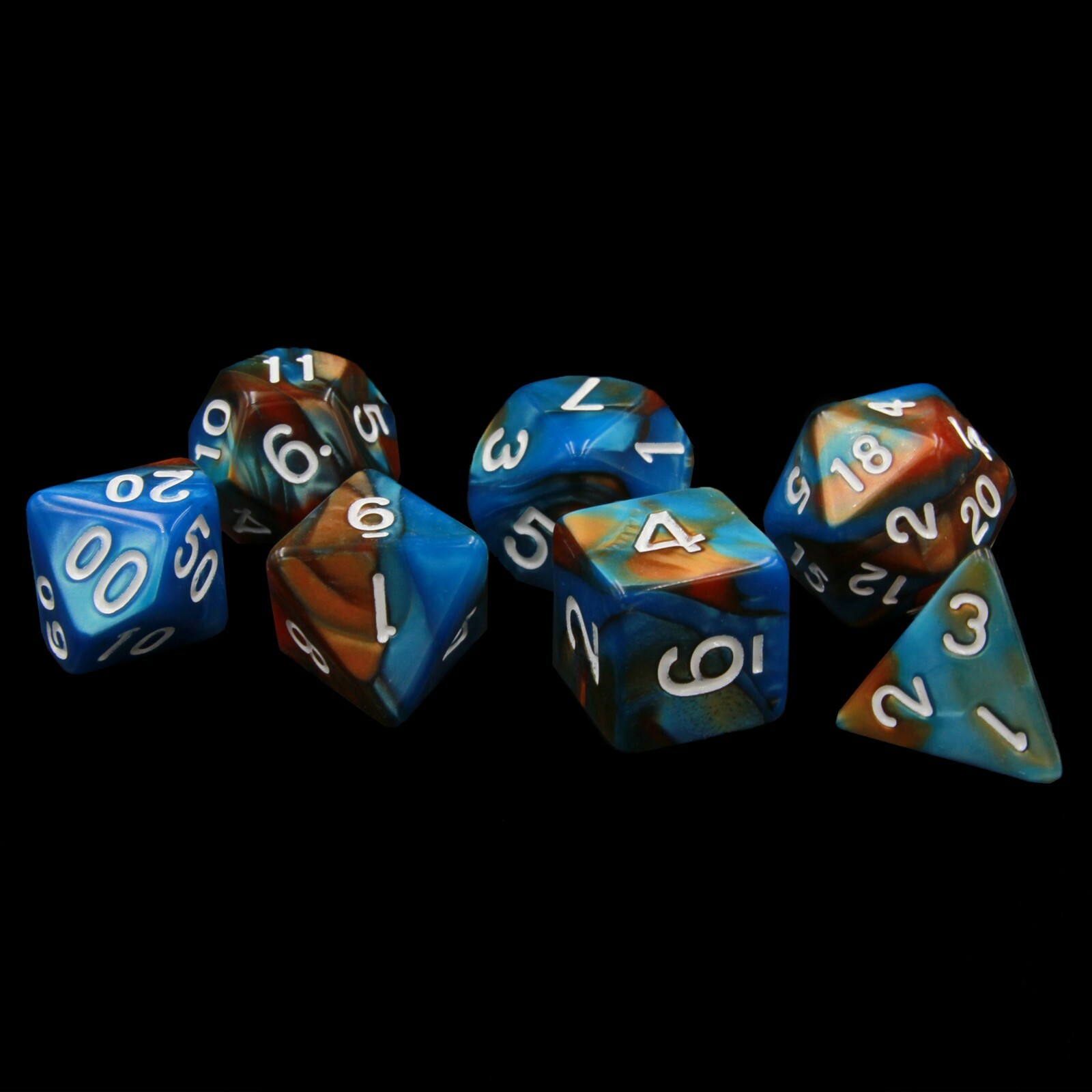 Pearlescent Copper & Teal Polyhedral Dice | Set Of 7