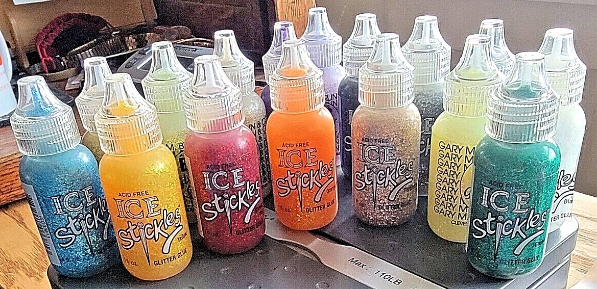 BIG 1 oz. bottles Ranger ICE STICKLES Glitter Glue, big quantity discount too!