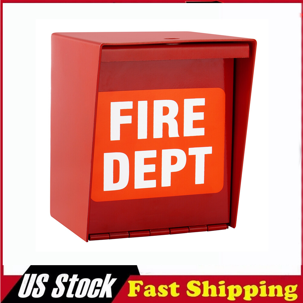 Fire Department Box With Lock Hole Red Heavy Duty Steel ‎Wall Mount Quick Safety