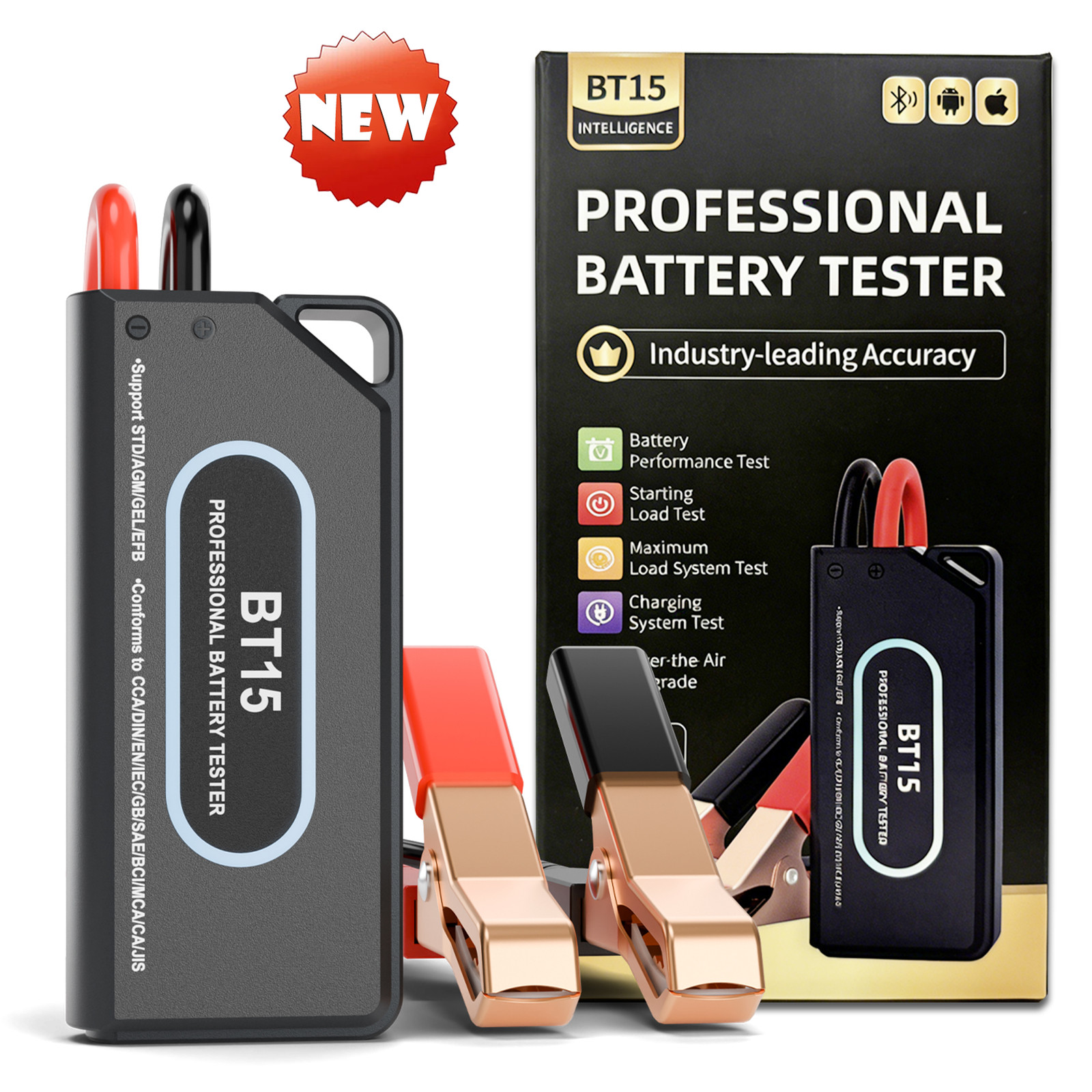 BT15 Battery Analyzer Bluetooth 12V 24V Battery Tester for Android iOS Phones